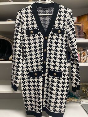 Endless Rose Black & White Houndstooth Sweater Dress Size M